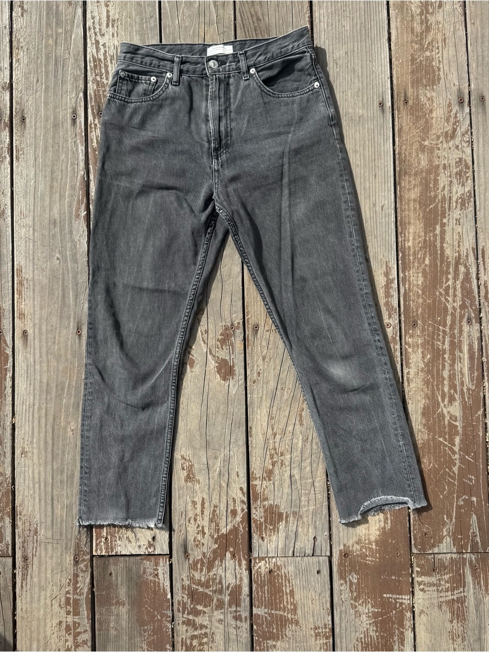 Zara Women’s Washed Charcoal Straight/Skinny Jeans